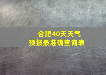 合肥40天天气预报最准确查询表