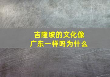 吉隆坡的文化像广东一样吗为什么