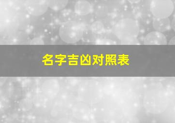 名字吉凶对照表