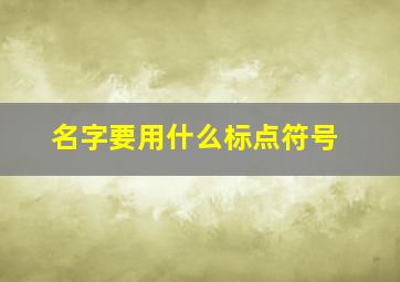 名字要用什么标点符号