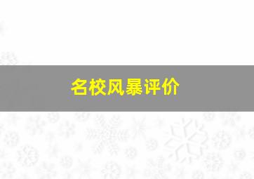 名校风暴评价