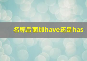 名称后面加have还是has