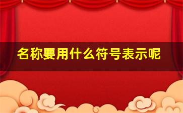 名称要用什么符号表示呢