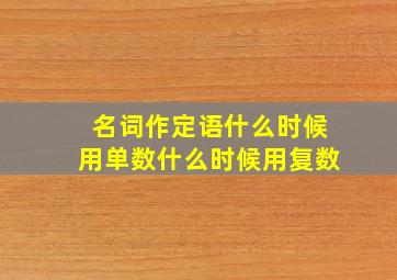 名词作定语什么时候用单数什么时候用复数