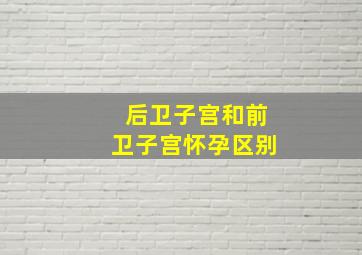 后卫子宫和前卫子宫怀孕区别