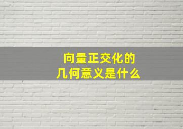 向量正交化的几何意义是什么