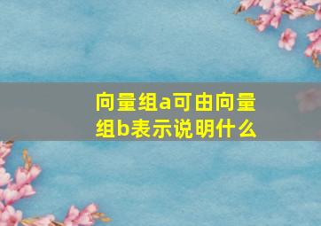 向量组a可由向量组b表示说明什么