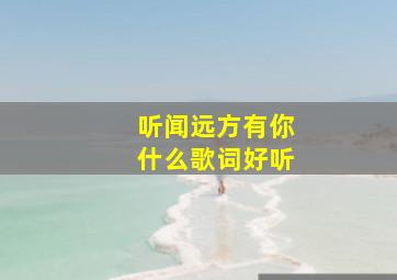 听闻远方有你什么歌词好听