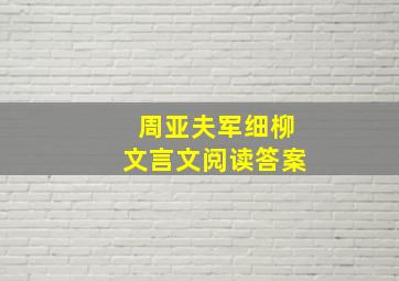 周亚夫军细柳文言文阅读答案