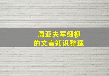 周亚夫军细柳的文言知识整理