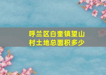 呼兰区白奎镇望山村土地总面积多少