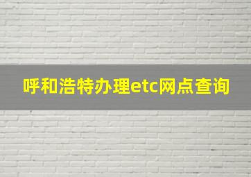 呼和浩特办理etc网点查询