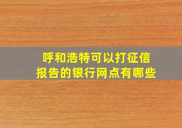 呼和浩特可以打征信报告的银行网点有哪些