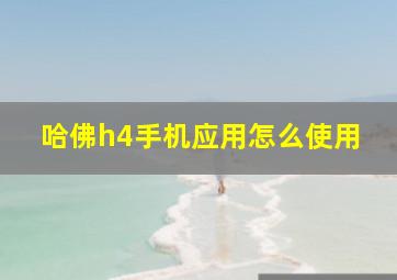 哈佛h4手机应用怎么使用