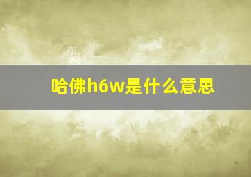 哈佛h6w是什么意思