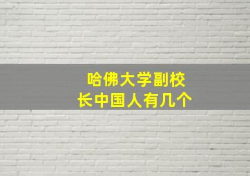 哈佛大学副校长中国人有几个