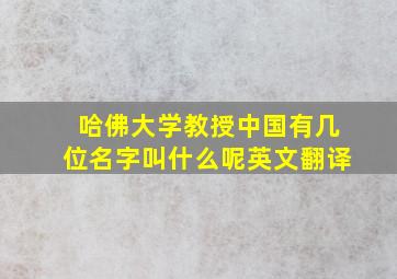 哈佛大学教授中国有几位名字叫什么呢英文翻译