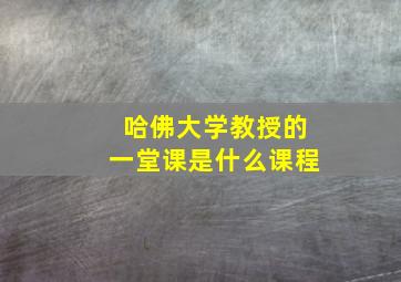 哈佛大学教授的一堂课是什么课程