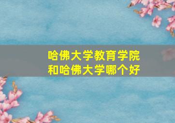 哈佛大学教育学院和哈佛大学哪个好