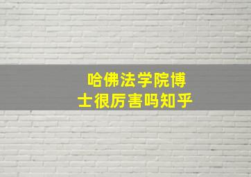 哈佛法学院博士很厉害吗知乎