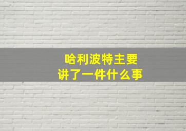 哈利波特主要讲了一件什么事