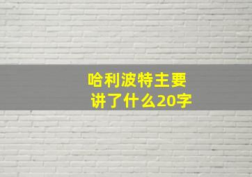 哈利波特主要讲了什么20字