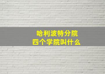 哈利波特分院四个学院叫什么