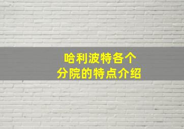 哈利波特各个分院的特点介绍