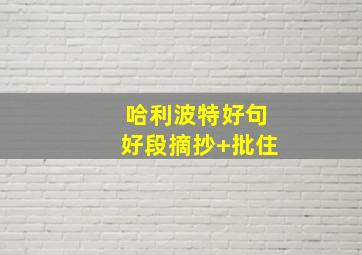 哈利波特好句好段摘抄+批住