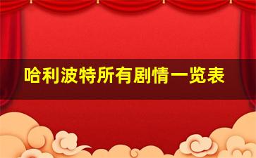 哈利波特所有剧情一览表