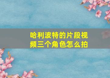 哈利波特的片段视频三个角色怎么拍