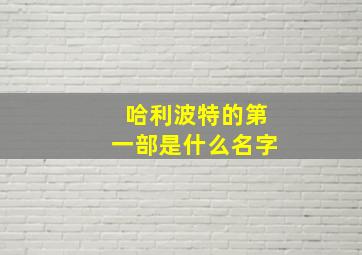 哈利波特的第一部是什么名字