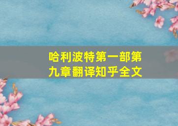 哈利波特第一部第九章翻译知乎全文