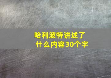 哈利波特讲述了什么内容30个字