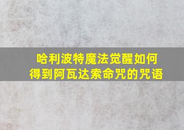 哈利波特魔法觉醒如何得到阿瓦达索命咒的咒语