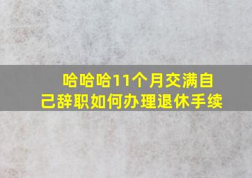 哈哈哈11个月交满自己辞职如何办理退休手续