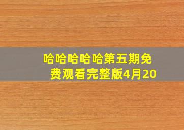 哈哈哈哈哈第五期免费观看完整版4月20