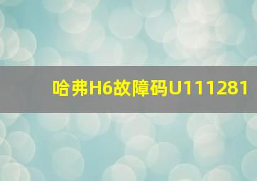 哈弗H6故障码U111281