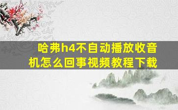 哈弗h4不自动播放收音机怎么回事视频教程下载