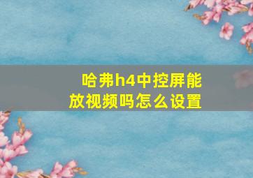 哈弗h4中控屏能放视频吗怎么设置