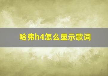 哈弗h4怎么显示歌词