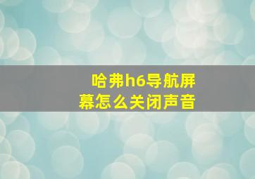 哈弗h6导航屏幕怎么关闭声音