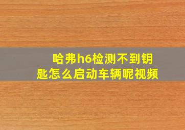 哈弗h6检测不到钥匙怎么启动车辆呢视频