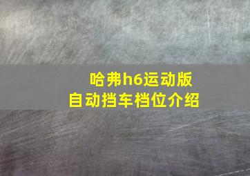 哈弗h6运动版自动挡车档位介绍