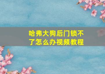 哈弗大狗后门锁不了怎么办视频教程