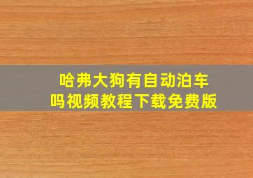 哈弗大狗有自动泊车吗视频教程下载免费版