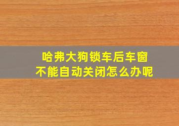 哈弗大狗锁车后车窗不能自动关闭怎么办呢