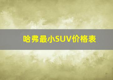 哈弗最小SUV价格表