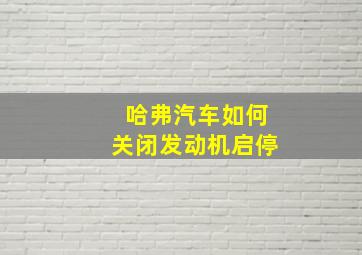 哈弗汽车如何关闭发动机启停