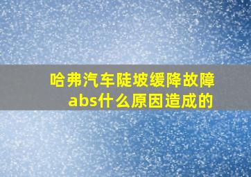 哈弗汽车陡坡缓降故障abs什么原因造成的